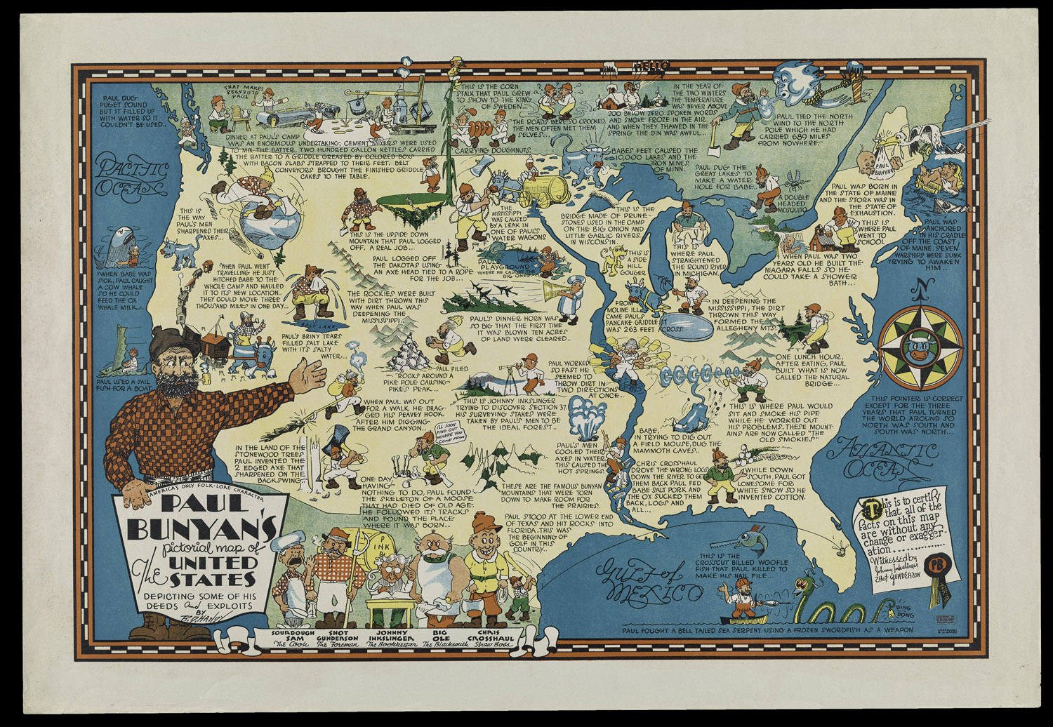 Paul Bunyan's Pictorial Map of the United States, Ray D. Handy, 1935 Paul Bunyan's Pictorial Map of the United States, Ray D. Handy, 1935